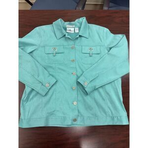 Erin London Stretch Long Sleeve Button Up Jacket Size 1X